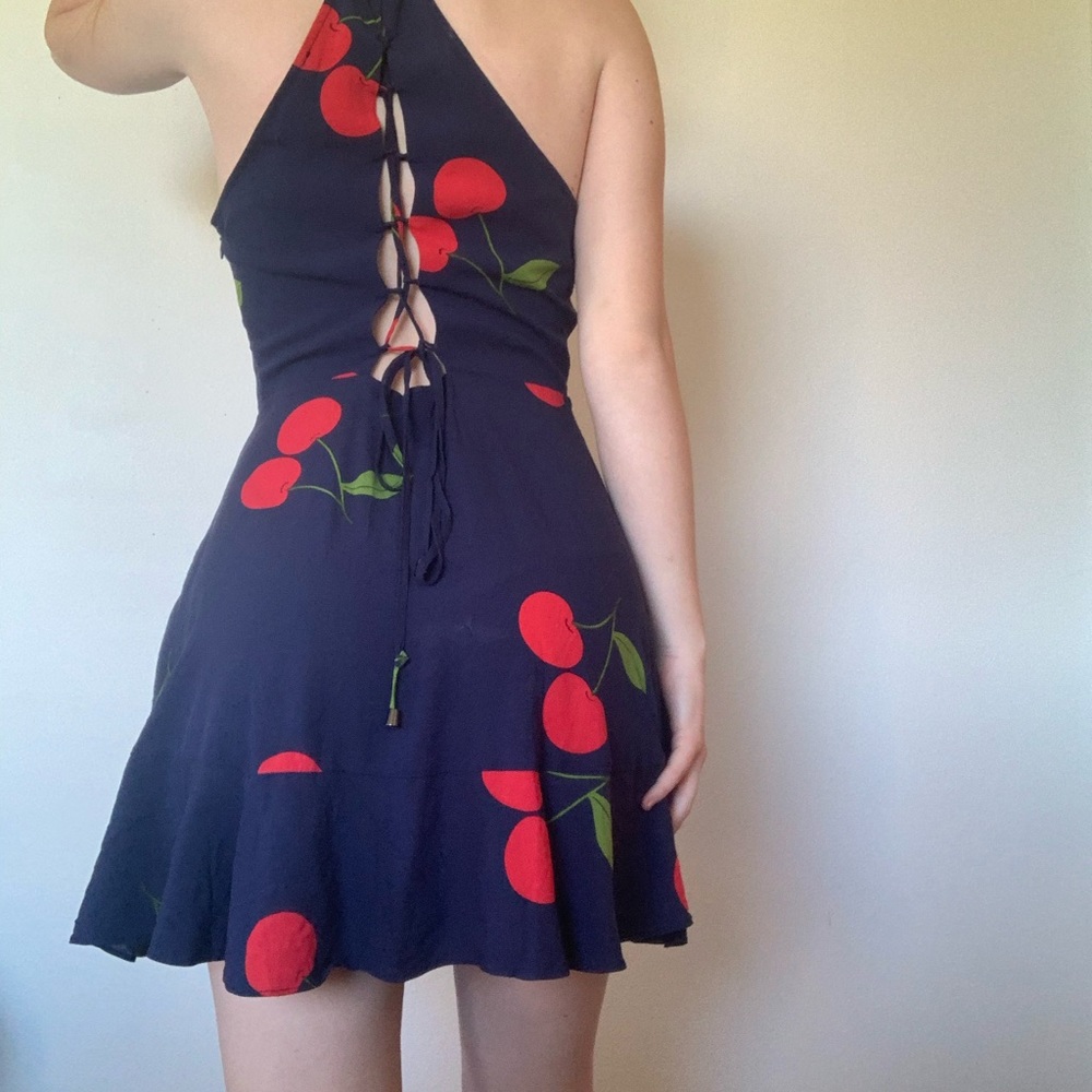 Navy blue and cherry dress! Size:M